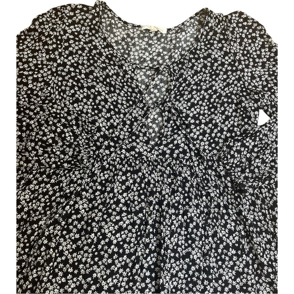 L.A. Hearts Black White Daisy Floral Double Tie Tunic Top Size Small - Picture 2 of 6